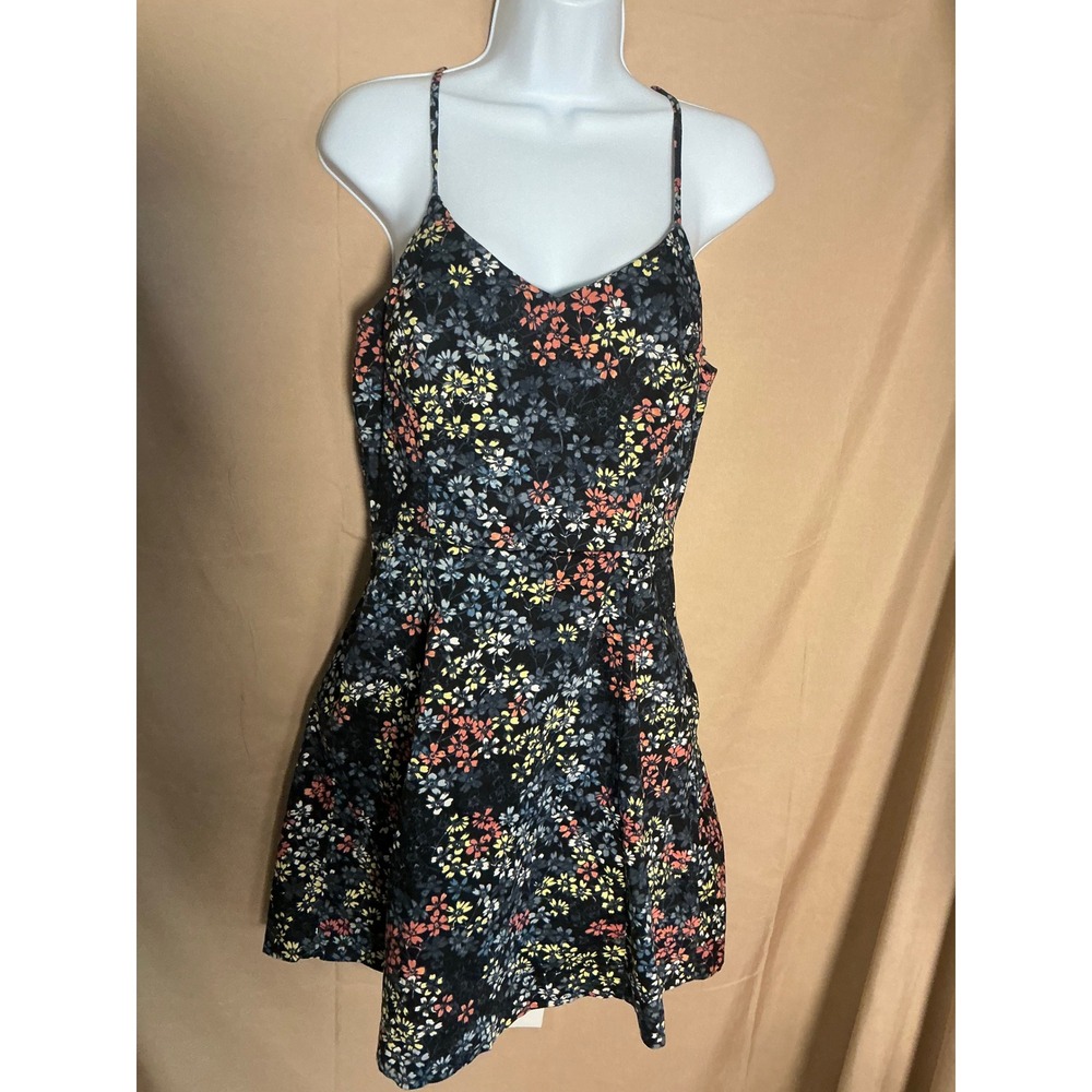 Banana Republic Floral Fit & Flare Dress Womens 10 Navy Multi Excellent Mini